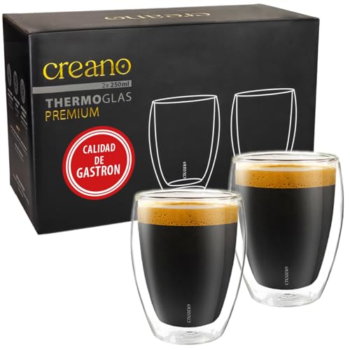 Creano Vasos de doble pared de 250 ml, juego de 2 unidades, calidad gastronómica, 100% aptos para lavavajillas, novedad 2024