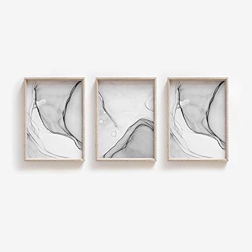 Peinture image décorative nordique marbre gris abstrait x3
