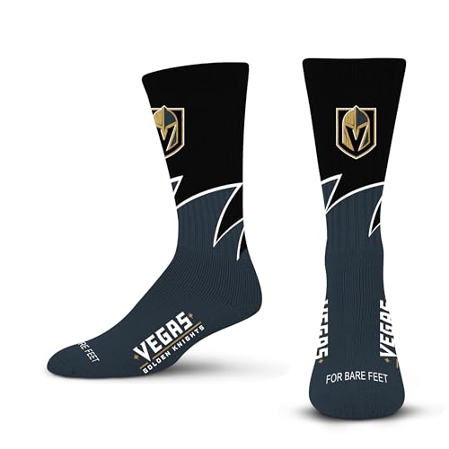For Bare Feet NHL VEGAS GOLDEN KNIGHTS Black Wave Crew Sock Team Color LARGE