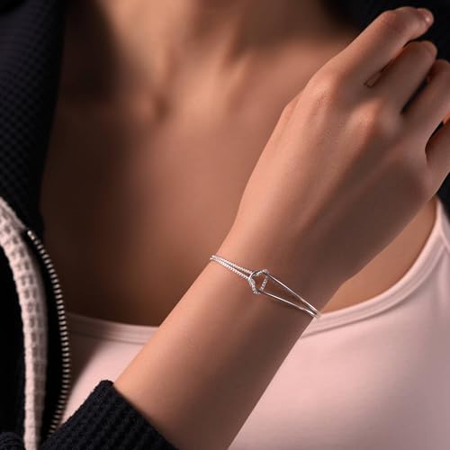 To My Daughter Bracelet,Mother Daughter Bracelet,Knot Bracelet for Women,S925 Sterling Silver Love Knot Bracelet for Daughter from Mom & Grandma,Double Layered Bracelets Gift for Birthday,Wedding,Chrismas，Anniversary3