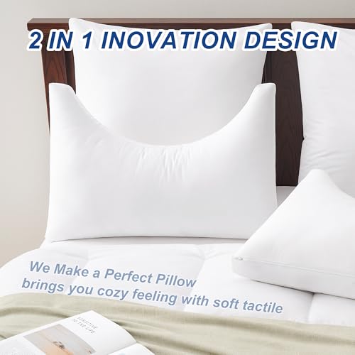 Image of ACCURATEX Side Sleeper Pillow King Size, Adjustable Memory Foam Pillow | Hybrid memory foam & down alternative pillow for neck pain relief. 100% cotton cover, side back & head support