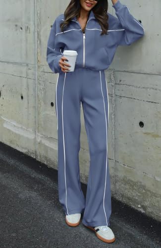Image of BTFBM Women's Two Piece Tracksuit Fall 2026 Long Sleeve Zip Up Sweatshirt Long Pants Outfits Jogger Sweatsuit Sets