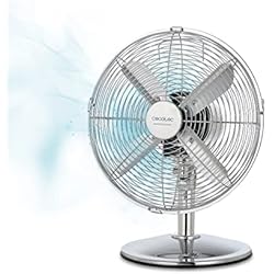 Ventilador Tavira Precio Cecotec Ventilador de Sobremesa EnergySilence 620 RetroDesk. 40 W, Acabado en Cromado, Diámetro 12´´ con 4 Aspas, 3 Velocidades, Oscilación, Altura ajustable, Máxima seguridad