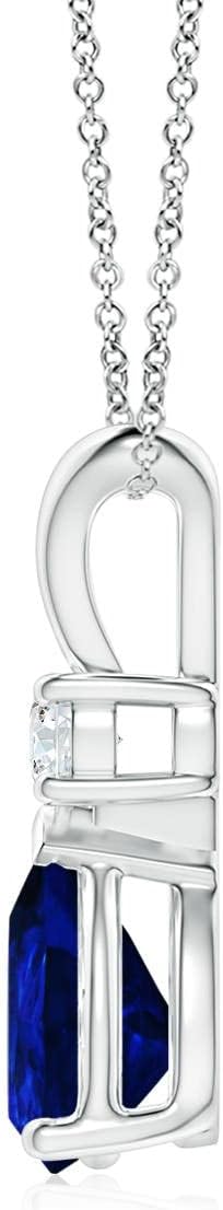 Angara Lab Grown Blue Sapphire Solitaire Pendant for Women | Prong-Set Blue Sapphire Teardrop Pendant in 14K Solid Gold/Silver/Platinum With 18" Chain | September Birthday, Gemstone Jewelry Gift - Image 2