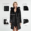 Fur Story Women's Genuine Rabbit Fur Coat Fuzzy Warm Fur Jacket Winter Outware