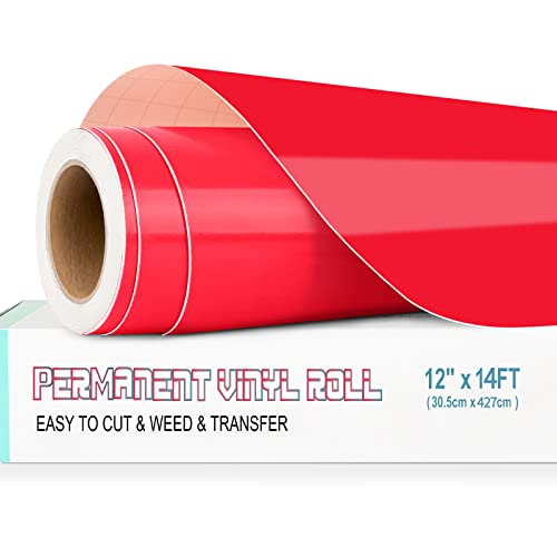 Image of Lya Vinyl Permanent Vinyl for Cricut, 12" x 14Ft Glossy Red Self Adhesive Vinyl Sheet for Cricut, Silhouette Cameo, Vinyl Roll for Deco, and Other DIY Projects
