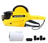 HopingMore 2-Line 20 Digits MX6602 Price Label Gun w/ 5 Rolls/2800 White Labels 3 Inkers,Price Labeler,Label Maker Machine,Pricing Tag Gun with String for Office, Retail Shop, Grocery Store(MX6602)