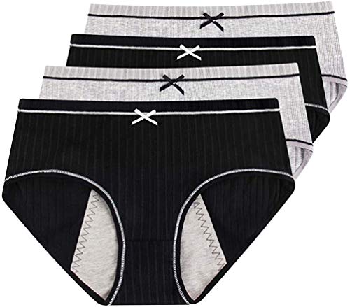 Preisvergleich Produktbild ASEDRF Frauen-Periode Höschen, Mädchen Menstruationsschutz Period Panties Teens Cotton Leak Proof-Unterwäsche-Frauen Postpartum Briefs 4Er Pack,M