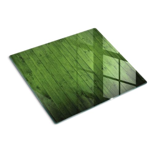 Protège-plan de travail rectangulaire en verre de 60x52 cm aspect bois vert