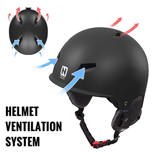 NHH Convertible Ski Snowboard Helmet - Skateboard Bike Multi-Sport Helmet, 2 Sets of Liners for Kids Youth and Adults Sports in Winter Spring Summer and Fall (M, Black) - Thumbnail 2