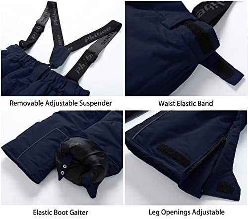 PHIBEE Boys' Waterproof Breathable Polyester Snowboard Ski Pants Navy 8 by PHIBEE - Image 3