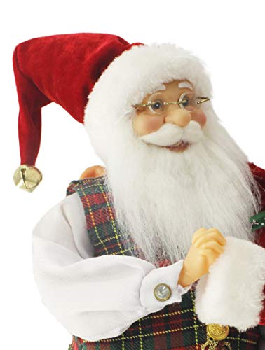 Windy Hill Collection Dancing Mr & Mrs Santa Claus Red, Green, Gold Plaid 16" Inch Standing Figurine Figure Decoration 160051 #TOP1