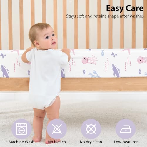 Image of Baby Crib Sheets Girl, 3 Pack Toddler Bed Sheets Fitted for 52 inchx28 inch Standard Crib and Toddler Mattresses, Super Soft Microfiber Purple Mermaid