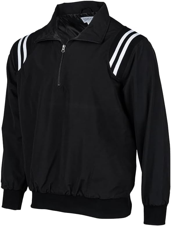 Smitty | BB-S320 Major League Style Baseball Softball Water Resistant Pullover Umpire Jacket (Black w/White, 2XL)