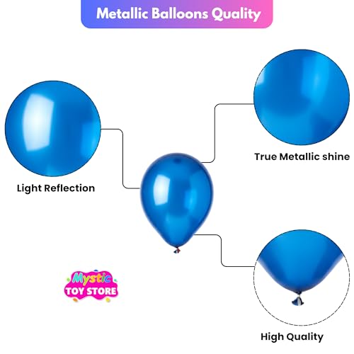 Image of 50 Pcs Multicolor Metallic Chrome Balloons for Birthday Decoration Items Anniversary Baby Shower Girls Year With Latex Transparent Metallic Balloon Happy Birthday Decoration Set Kit Combo