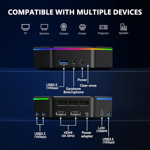 Image of Mini PC, 12th Alder Lake N100 Linux Mini Computer (up to 3.4GHz), 16GB DDR4 RAM 512GB SSD Small Desktop Computer WiFi 6 /4K Dual Display /USB3.2 /BT5.2 /Gigabit Ethernet for Home, Office, Business