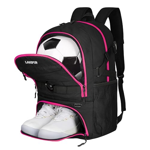 LARIPOP Soccer Backpack Bag with Ball Holder Ventilated Shoe Compartment Large Capacity Sports Gear Bag for Basketball Volleyball Gym