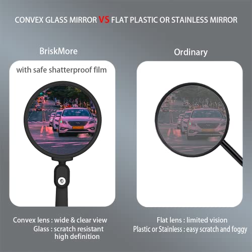 Briskmore Bar End Bike Mirrors, High–Definition Convex Glass Lens For E-Bike Handlebars, Scratch Resistant, Safe Rearview 1 Pair Bicycle Mirror(Right And Left Side) Bt-017 #TOP3