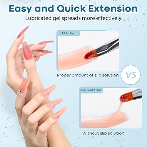 Image of Modelones Poly Extension Gel Kit Slip Solution for Nails Forms with Dual-Ended Nail Brush Anti-Stick Liquid Brushes Cleaning Easy Spread for Beginner