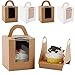 24 Pezzi Scatole per Muffin, Scatola Cupcake con Finestra, Cupcake Scatola con Maniglia, Scatole Cupcake con Soporte para Tartas Independiente, 2 Colores, para Galletas, Cupcakes, Tartas y Pasteles