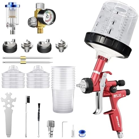 SP-V1 HVLP Air Spray Gun Kit with 20 Oz Disposable Paint Cups, 1....