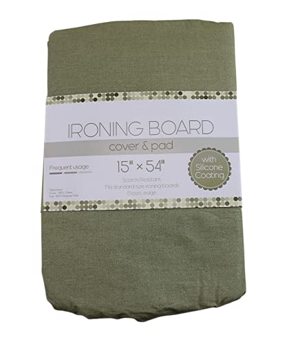 Dependable Industries inc. Essentials Silicone Coating Metallic Finish Ironing Board Cover and Pad Set 15" x 54" Standard Size Ironing Board (Gold)