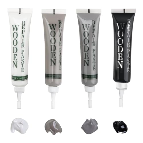 Kit de reparación de muebles de madera, relleno de retoque negro, gris claro oscuro, blanco, kit de reparación de suelos laminados de roble para arañazos, grietas, agujeros y manchas, fácil de usar