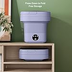 Machine de lavage portable, Machine de nettoyage pliante Grande capacité Séchage à spin doux Mini Lave-linge à seau portable US Connecteur 100 Aux 240V Voyage Wash Bucket pour Home Apartment Camping (Purple)