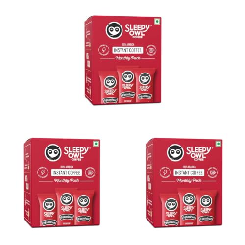 Image of Sleepy Owl Hazelnut Flavour 100% Arabica Coffee Sachets | 60g - Pack of 90 x 2g Instant Coffee Powder Sachets | Nutty & Bold | Travel Friendly
