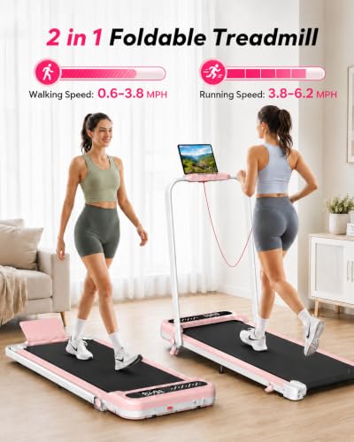 Image of Cardirun Walking Pad with Incline and Stable Handle Bar, Foldable Treadmill | 350+ lbs Capacity, 3.0HP Quiet Under Desk Treadmills for Home, Portable Treadmill with APP, Remote Control and LED Display