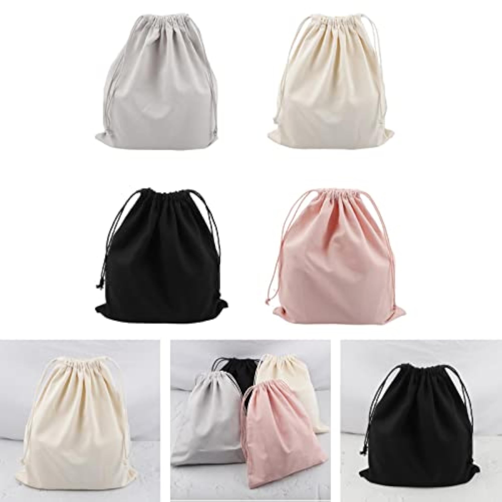 Canvas Drawstring Storage Bag for Shoes, Pink