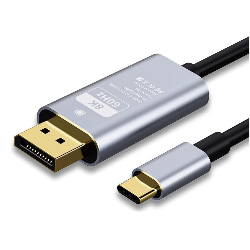 Image of USB C to DisplayPort Cable 8K@60Hz,30Hz,4K 144Hz 120Hz Thunderbolt3 to Displayport Cabl,USB Type C to DP CabIe Thunderbolt3 Compatible with MaKBook (Type C to DisplayPort Cable Adapter)