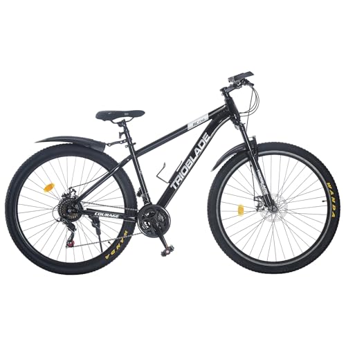 KernGut Outdoor Fahrrad 24/26/27,5/29 Zoll,Mountainbike mit Doppel Scheibenbremsen,21-Gang-Shimano Hardtail-Fahrrad,Ergonomischen Sitzen,Vordere Federung,MTB Bike,Touren Fahrrad (Schwarz, 29 Zoll)