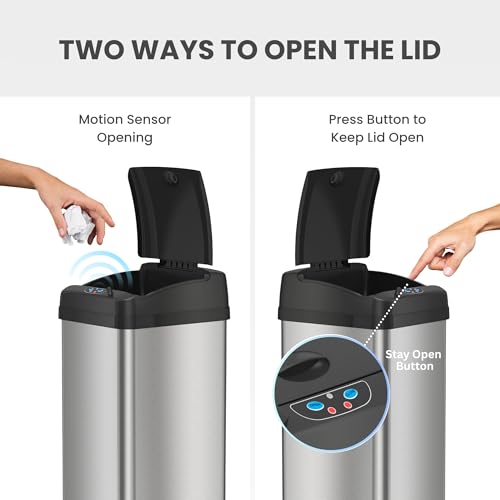 Caneca de basura sensor 13 gal acero inoxidable plateado miniatura 3