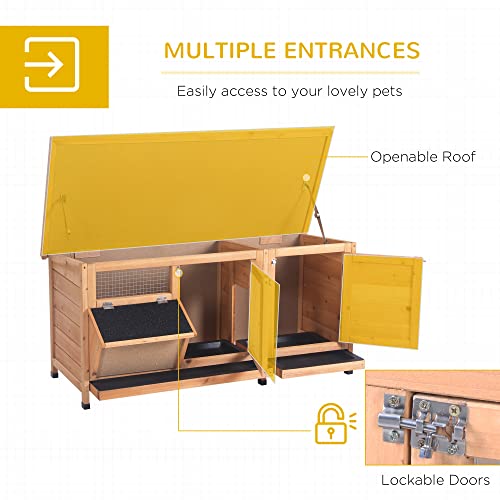 Pawhut USD51-132YL0131 Wooden Rabbit Hutch Bunny Hutch Cage Guinea Pig thumb #3