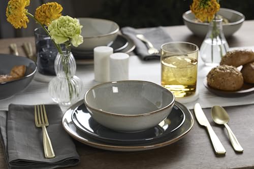 Image of Oneida Dinnerware Set, Organic Shades Gray 18-Piece Dinnerware Set, Service For 6, Stoneware Material, Dishwasher And Microwave Safe, Bowls, Plates And Bowls, Dinner Dishes, Plates (Gray, 18 Piece)