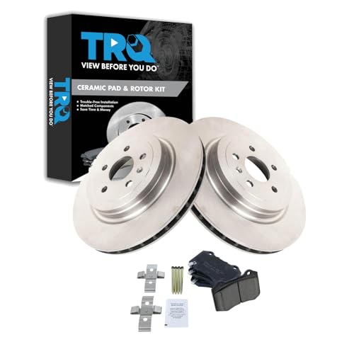 Image of TRQ Rear Brake Pad and Rotor Set Ceramic Compatible with 2012-2015 Tesla S