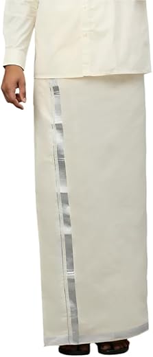 RAMRAJ COTTON Men Premium Kora Dhoti Lightweight Cotton Veshti Comfortable Daily Dhoti