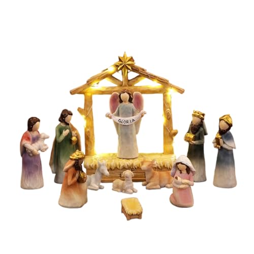 Crèche de Noël d'intérieur de qualité supérieure avec 12 statuettes
