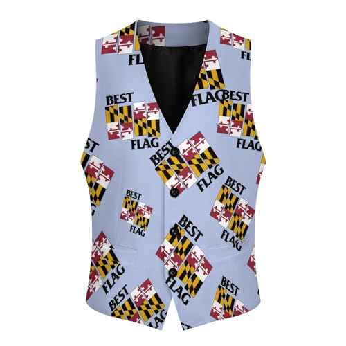 Best Maryland Flag Formal Suit Vest for Men Waistcoat Printing Business Casual Dress for Tuxedo3