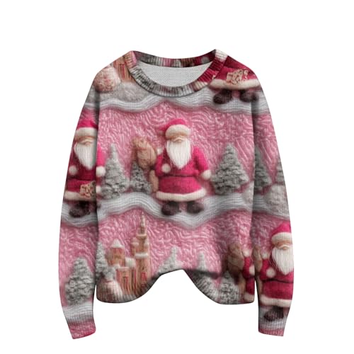 Ugly Christmas Sweaters for Women Cute Xmas Tree Reindeer Snowman Pullover Long Sleeve Crewneck Sweater