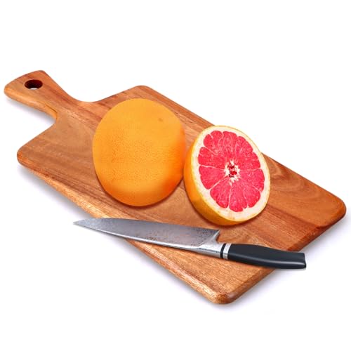 Gtencemen Acacia Wood Cutting Board with Handle for Kitchen, Small Wooden Chopping Boards for Fruit, Cheese, Bread, Meat, Charcuterie, Serving & Carving