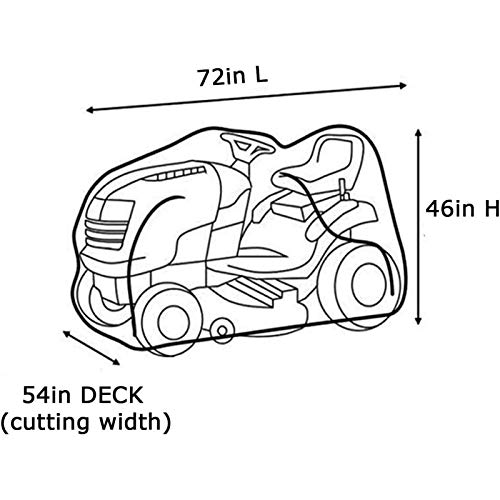 Ailelan Lawn Mower Cover, Waterproof Tractor Cover Fits Decks up to 54", Heavy Duty 210D Polyester Oxford, Durable, UV, cub Tractor Cover Cover for Your Rider Garden Tractor, 72" L x 54" W x 46" H - Image 3