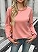 Fisoew Damen Sweatshirts Farbblock Rundhals Langarmshirt Casual Langarm Oberteil mit Gerippt Saum Rosa L