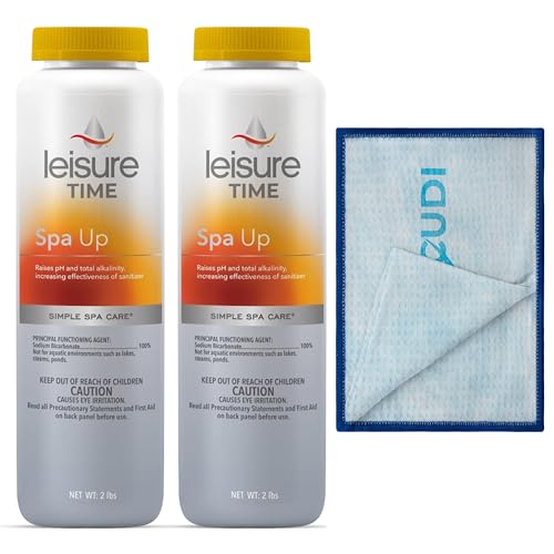 Bundle Leisure Time Spa Up pH Increaser for Hot Tub Easy to Use Spa ph Increaser pH Up for Swimming Pools Fast Dissolving Granular Pool pH Increase Product Bonus Cleaning Towel 2Pack