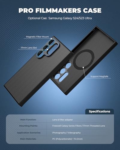 Image of FREEWELL Pro Filmmaker Case for Samsung S25 Ultra - Magnetic Filters & 17mm Lens Slot Black