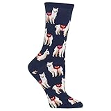 Hot Sox Women's Funny Animal Crew Socks-1 Pair Pack-Cool & Cute Wordplay Novelty Fashion Gifts, Llamas (Denim Heather), 4-10