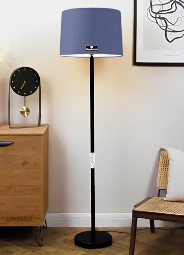 Hopdezyo Tall Metal Corner Floor Lamp with Grey Drum Shade for Home Decor, Living Room, Bedroom & Office