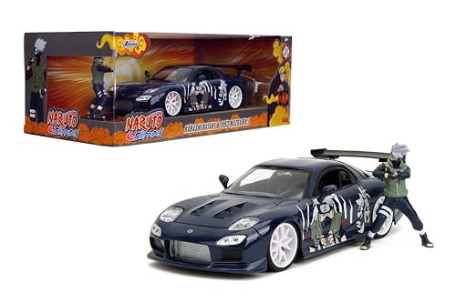 Jada Naruto 1:24 1993 Mazda RX-7 Die-Cast Car y Figura Kakashi 2.75"