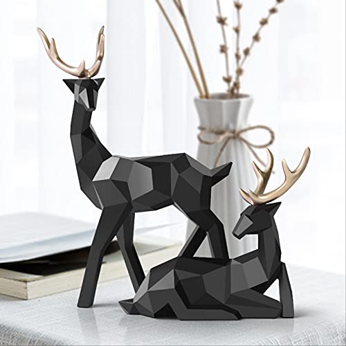 Sculptures Decor Deer Statue Family Deers Figurines Resin Sculpture Home Decor Reindeer Scandinavian Home Living Room Deer Decoration 171830Cm Black #TOP4